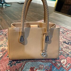 Brighton Tan Leather Satchel with Heart Charm